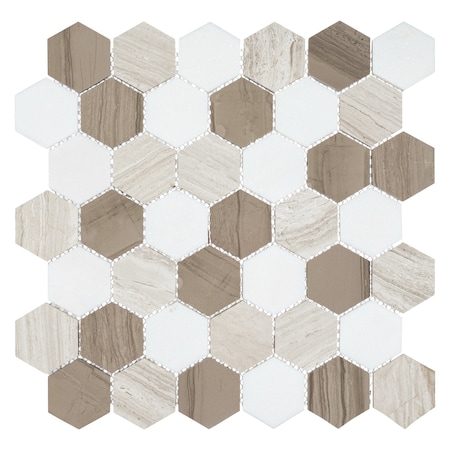 Andova Tiles ANDOVA TILES Channing 2" x 2" Marble Honeycomb Mosaic Floor Use Tile ANDCHA122